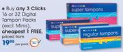 Clicks 16 Or 32 Digital Tampon Packs(Excl. Minis)-Per Pack