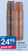 Yardley Body Spray For Women-90ml Each
