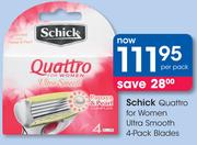 Schick Quattro For Women Ultra Smooth 4 Pack Blades-Per Pack