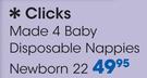 Clicks Made 4 Baby Disposable Nappies Newborn 22-Per Pack