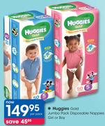 Huggies Gold Jumbo Pack Disposable Nappies Girl Or Boy-Per Pack