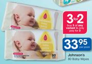 Johnson's 80 Baby Wipes-Per Pack