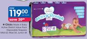 Clicks Made 4 Baby Active Stretch Value Pack Disposable Nappies Midi62/Maxi54/Junior44-Per Pack