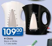 Clicks 1.7Ltr Black Or White Kettle-Each