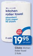 Clicks Kitchen Roller Towel 2 Rolls-Per Pack
