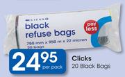 Clicks 20 Black Bags-Per Pack