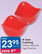Love Cooking 2 Piece Silicone Egg Poacher-Per Set