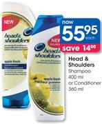 Head & Shoulders Shampoo 400Ml Or Conditioner 360Ml-Each
