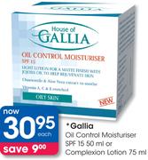 Gallia Oil Control Moisturiser SPF 15 50Ml Or Complexion Lotion 75Ml