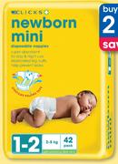 Clicks Newborn Mini Value Pack Disposable Nappies-2's Pack