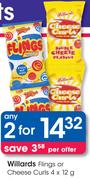 Willards Flings Or Cheese Curls-2x4x12G