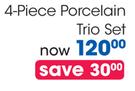Clicks 4-Piece Porcelain Trio Set