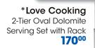 Love Cooking 2-Tier Oval Dolomite Serving Set With Rack-Each