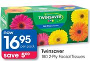 Twinsaver 180 2-Ply Facial Tissues-Per Pack