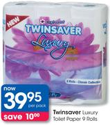 Twinsaver Luxury Toilet Paper 9 Rolls-Per Pack