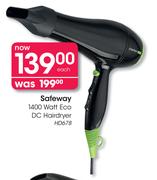 Safeway 1400 Watt Eco DC Hairdryer-HD678 Each