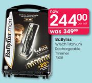 BaByliss Wtech Titanium Rechargeable Trimmer-T101B Per Set
