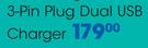 Sway 3 Pin Plug Dual USB Charger