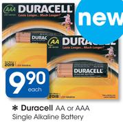 Duracell AA Or AAA Single Alkaline Battery-Each