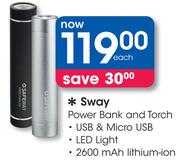 Sway Power Bank And Torch-Each