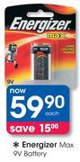 Energizer Max 9V Battery-Each