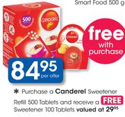 Canderel Sweetener Refill 500 Tablets And Free Sweetener 100 Tablets-Per Offer