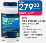 GNC Triple Strength Omega 1560 EPA & DHA 60 Softgels-Per Pack