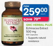 GNC Herbal Plus Echinacea Extract 500mg 100 Capsules-Each