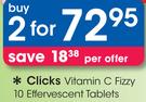 Clicks Vitamin C Fizzy 10 Effervescent Tablets-For 2