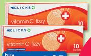 Clicks Vitamin C Fizzy 10 Effervescent Tablets-For 2