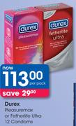 Durex Pleasuremax Or Fetherlite Ultra 12 Condoms-Per Pack
