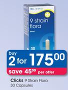 Clicks 9 Strain Flora 30 Capsules-2 Packs