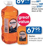 Savlon 2 Litre Plus 250ml Antiseptic Liquid-Per Offer
