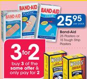 Band-Aid 25 Plasters Or 15 Tough Strip Plasters-Per Pack