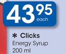 Clicks Energy Syrup-200ml