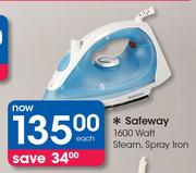 Safeway 1600 Watt Steam, Spray Iron