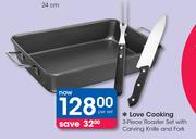 Love Cooking 3 Piece Roaster Set With Carving Knife & Fork-Per Set