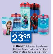Disney Selected Lunchbox, Bottles, Bowls, Plates Or Tumblers-Each