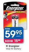 Energizer Max 9V Battery-Each