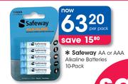 Safeway AA Or AAA Alkaline Batteries 10 Pack-Per Pack