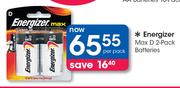 Energizer Max D 2 Pack Batteries-Per Pack
