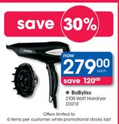 BaByliss 2100 Watt Hairdryer D321E-Each