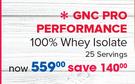 GNC Pro Performance 100% Whey Isolate 25 Servings-Each