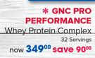 GNC Pro Performance Whey Protein Complex 32 Servings-Each