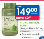 GNC Herbal Plus Ginkgo Biloba 60 mg 100 Capsules-Per Pack