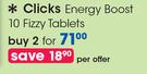 Clicks Energy Boost 10 Fizzy Tablets-For 2
