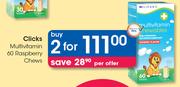 Clicks Multivitamin 60 Raspberry Chews-For 2