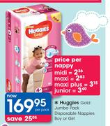 Huggies Gold Jumbo Pack Disposable Nappies Boy Or Girl-Per Pack