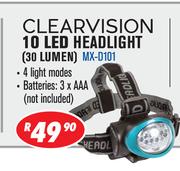 Clearvision 10 LED Headlight 30 Lumen MX-D101
