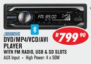 Jebson DVD/MP4/VCD/AVI Player With FM Radio, USB & SD Slots JB698DVD